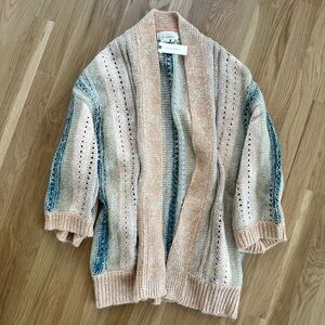Anthropologie Pilcro Kimono Multicolor Striped Oversized Cardigan Sweater Boho
